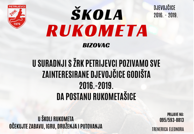 Otvorena Škola rukometa za djevojčice u Bizovcu